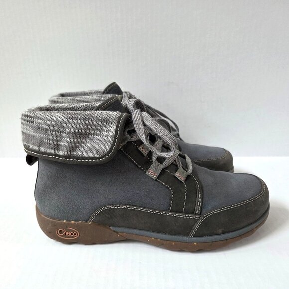 Chaco Boots Womens 9 Gray Blue Barbary Waterproof Nubuck Leather Hiking Chukka - Picture 5 of 10